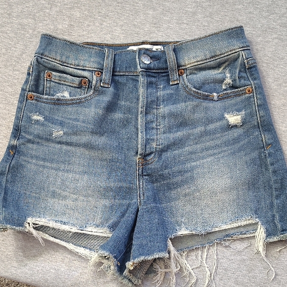 daze Pants - Denim Blue Distressed Women Shorts DAZE FRAYED